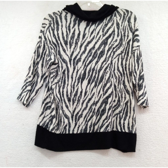 Chicos Mixed Animal Print Black White Turtleneck Sweater‎ Zebra Size 1 - US 8-10 - Picture 10 of 12